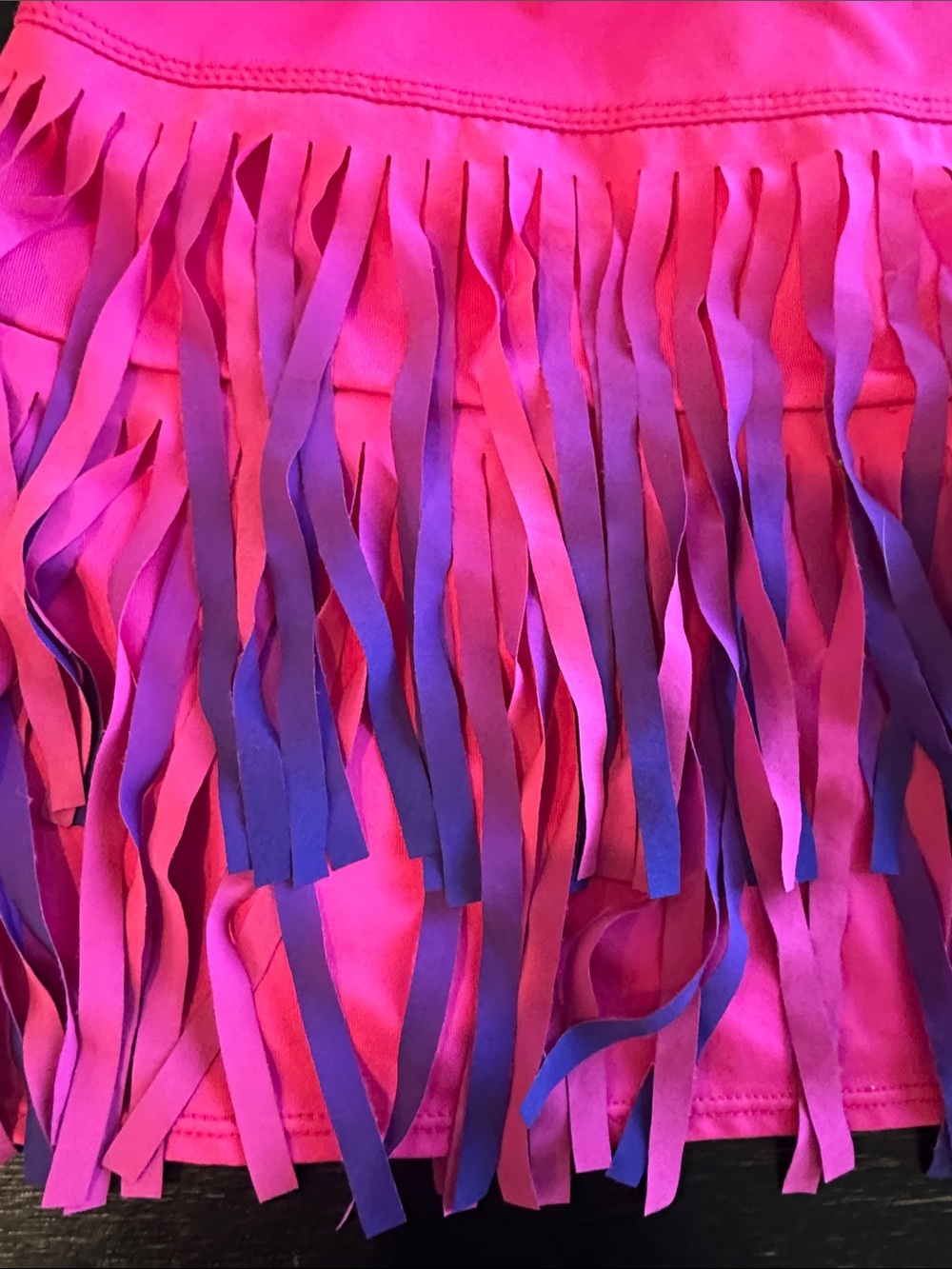 Lucky in Love Hot Pink Fringe Mini Skirt with Purple Accents - Picture 2 of 4